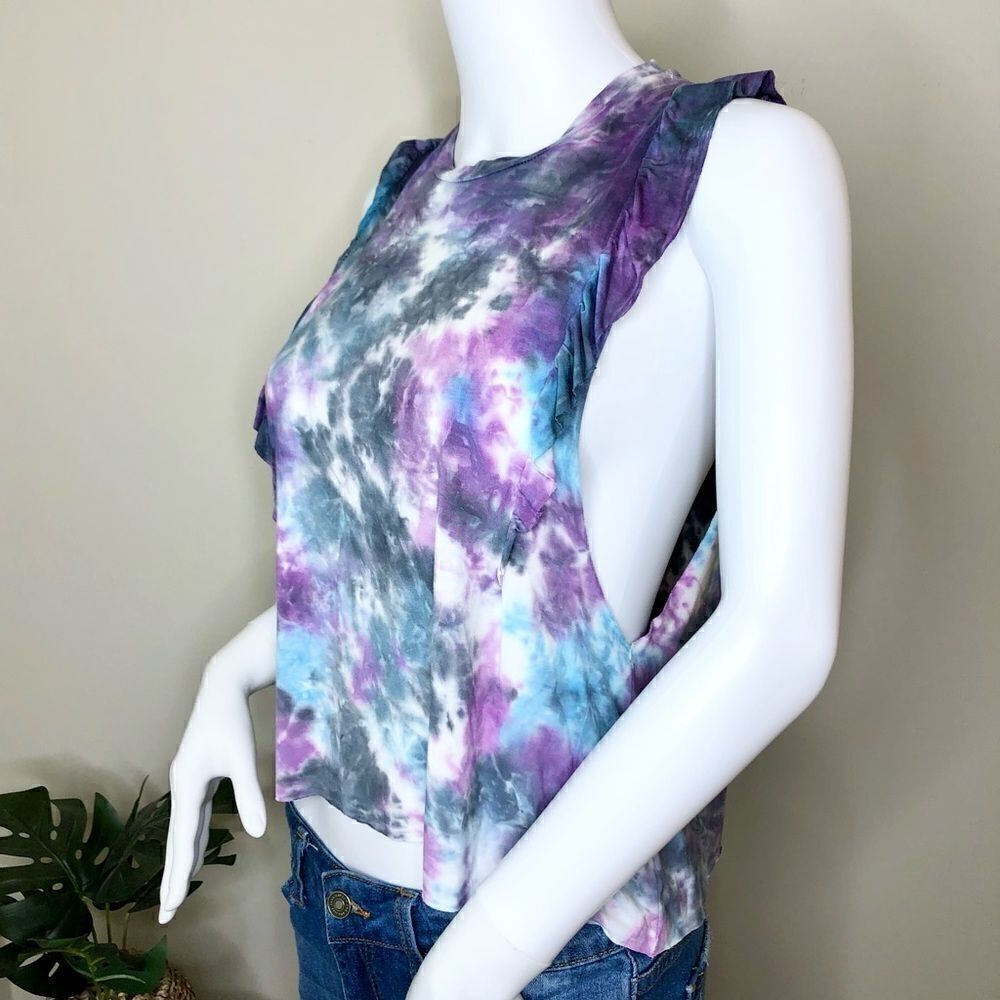 Anna & Ava L/XL Tie Dye ruffle sleeveless crop top